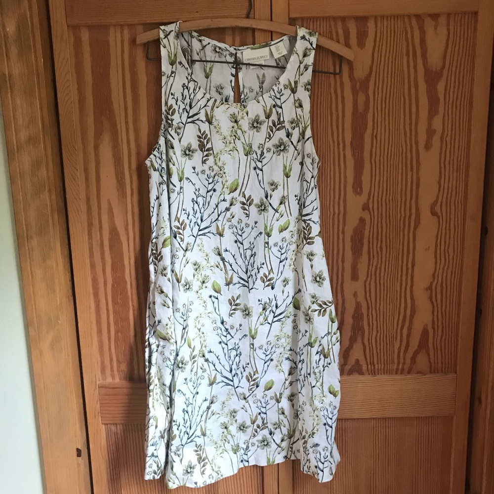 Floral Linen Dress with Pockets